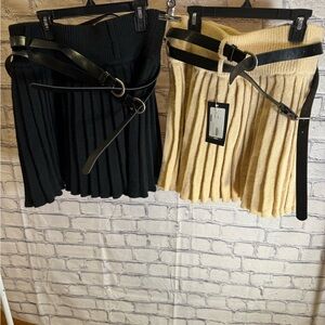 Fashion Nova Black and Cream Mini Skirt Set